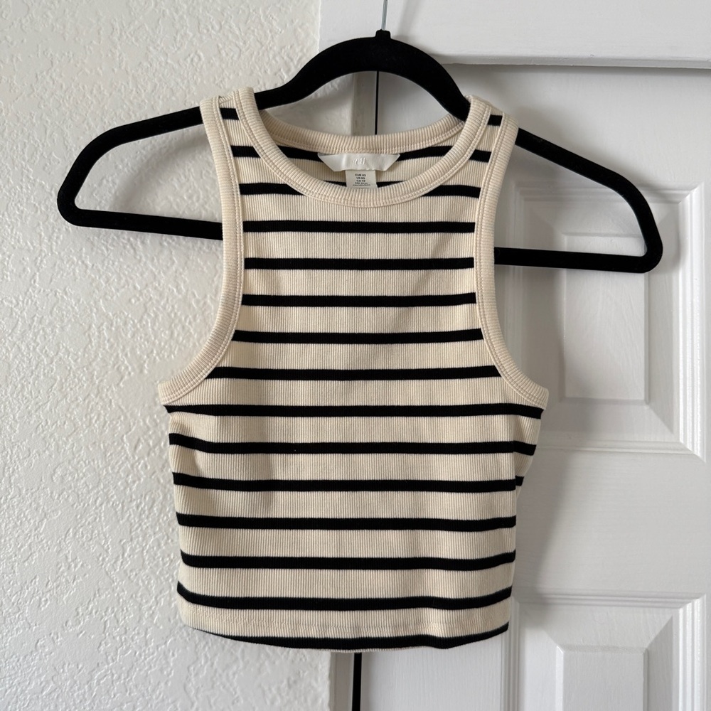 H&M Cropped Striped Halter Tank Top Size XS